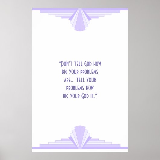 Art Deko in lila mit einem Christlichen Zitat-Post (Vorne)