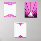Art Deko in rosa Bilderwand Sets (Vorderseite)