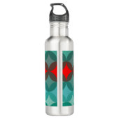 Art Deko inspiriert aquamarin und rot abstrakt Edelstahlflasche (Rückseite)