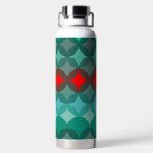 Art Deko inspiriert aquamarin und rot abstrakt Trinkflasche (Rückseite)