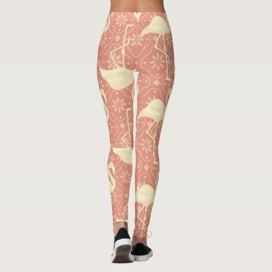 Art Deko inspiriert Flamingo melon farbig Leggings (Rückseite)