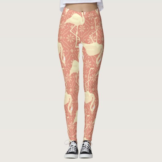 Art Deko inspiriert Flamingo melon farbig Leggings (Vorderseite)