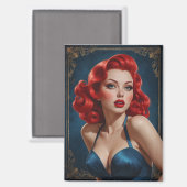 Art-Deko-inspiriertes Redhead-Button Magnet (Vorderseite/Rückseite)
