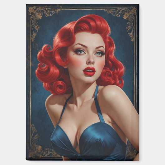 Art-Deko-inspiriertes Redhead-Button Magnet (Vorderseite)