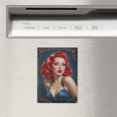 Art-Deko-inspiriertes Redhead-Button Magnet (In Situ (Geschirrspüler))