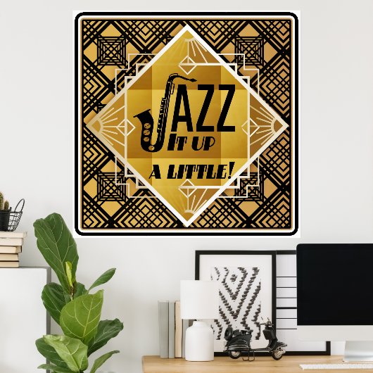 Art Deko Jazz Saxophon Black Gold Musik (Heimbüro)