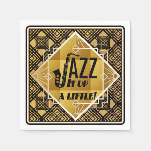 Art Deko Jazz Saxophon Black Gold Musik Serviette