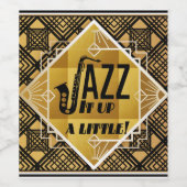 Art Deko Jazz Saxophon Black Gold Musik Weinetikett (Einzelnes Label)