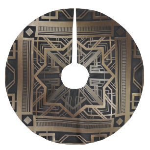 Art Deko, Jugendstil, Gold, Schwarz, Chic, elegant Polyester Weihnachtsbaumdecke