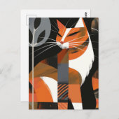 Art Deko Katzenfett Postkarte (Vorne/Hinten)