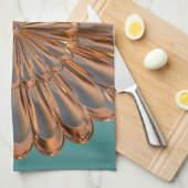 Art Deko Kupfer und aquamarine Muschel Geschirrtuch (Viertel Falte)