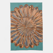Art Deko Kupfer und aquamarine Muschel Geschirrtuch (Vertikal)
