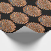 Art Deko Kupfer- und Schwarz-Lüfter-Muschel Geschenkpapier (Ecke)