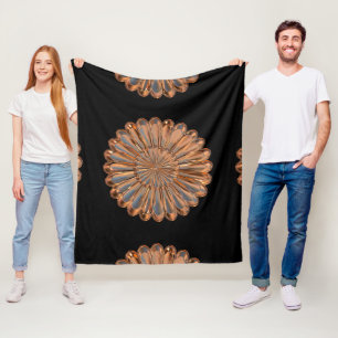Art Deko Kupfer und schwarze Blume elegant Fleecedecke