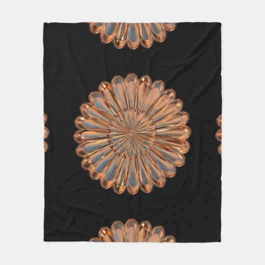 Art Deko Kupfer und schwarze Blume elegant Fleecedecke (Vorderseite)
