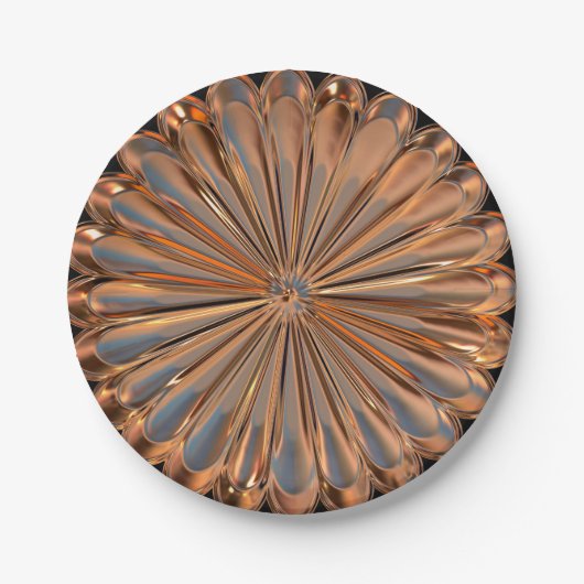 Art Deko Kupferpapier-Blume Pappteller (Vorderseite)
