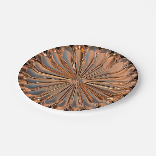 Art Deko Kupferpapier-Blume Pappteller (Schrägansicht)