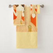 Art Deko Lady mit Ventilator Badhandtuch Set (Insitu)
