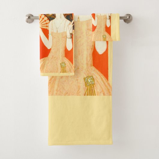 Art Deko Lady mit Ventilator Badhandtuch Set (Insitu)