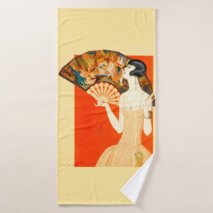 Art Deko Lady mit Ventilator Badhandtuch Set
