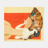 Art Deko Lady mit Ventilator Fleecedecke (Vorderseite (Horizontal))