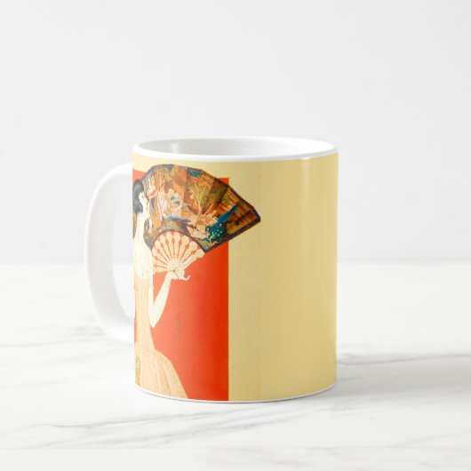 Art Deko Lady mit Ventilator Kaffeetasse (Vorderseite Links)