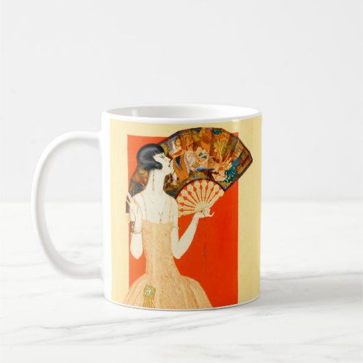 Art Deko Lady mit Ventilator Kaffeetasse (Links)