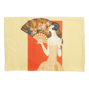 Art Deko Lady mit Ventilator Kissenbezug