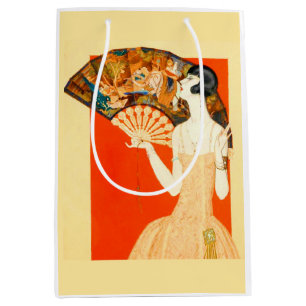 Art Deko Lady mit Ventilator Mittlere Geschenktüte