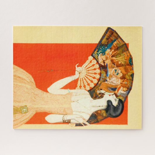 Art Deko Lady mit Ventilator Puzzle (Horizontal)