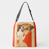 Art Deko Lady mit Ventilator Tragetaschen Mit Langen Trägern (Rückseite)