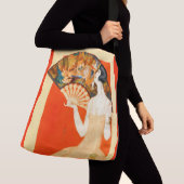 Art Deko Lady mit Ventilator Tragetaschen Mit Langen Trägern (Von Nahem)