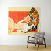 Art Deko Lady mit Ventilator Wandteppich (Beispiel (Horizontal))