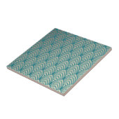 Art Deko, Lüftermuster, aquamarin, weiß, Lüftermus Fliese (Seite)