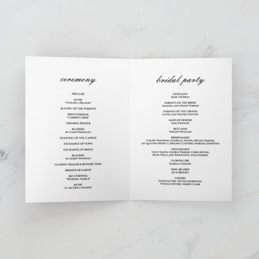 Art Deko luxuriöses Hochzeitsprogramm Programm (Innenseite)