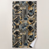 Art-Deko Marmor Black and gold Jazzy Geometric Des Strandtuch (Vorderseite)