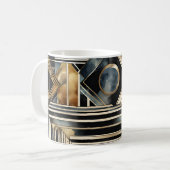 Art-Deko Marmor Schwarz und Gold Jazzy Geometric Kaffeetasse (Vorderseite Links)