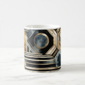 Art-Deko Marmor Schwarz und Gold Jazzy Geometric Kaffeetasse (Mittel)
