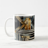 Art-Deko Marmor Schwarz und Gold Jazzy Geometric Kaffeetasse (Links)