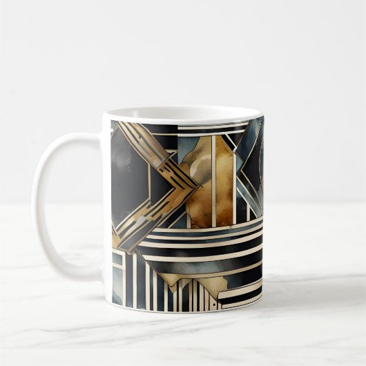 Art-Deko Marmor Schwarz und Gold Jazzy Geometric Kaffeetasse (Links)