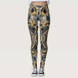 Art-Deko Marmor Schwarz und Gold Jazzy Geometric Leggings