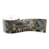 Art-Deko Marmor Schwarz und Gold Jazzy Geometric Ripsband (Spule)
