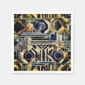 Art-Deko Marmor Schwarz und Gold Jazzy Geometric Serviette (Vorderseite)