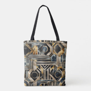 Art-Deko Marmor Schwarz und Gold Jazzy Geometric Tasche