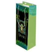 Art Deko maskiert Vintage Überraschungsgrün Geschenktüte Für Weinflaschen (Vorderseite Schrägansicht)