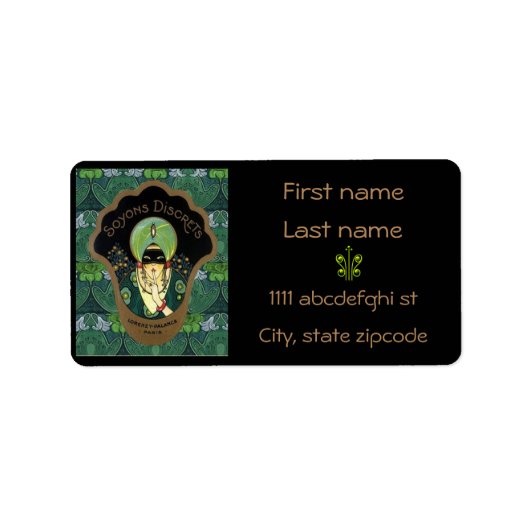 Art Deko maskierte Frau Vintagen Sojons Diskretion Adressaufkleber (Vorne)