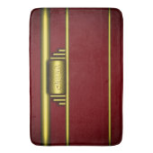 Art Deko Monogramm auf Luxusgold und -maroon Badematte (Vorderseite Vertikal)