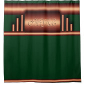 Art Deko Monogramm auf Messing und Killarney grün Duschvorhang (Vorderseite)