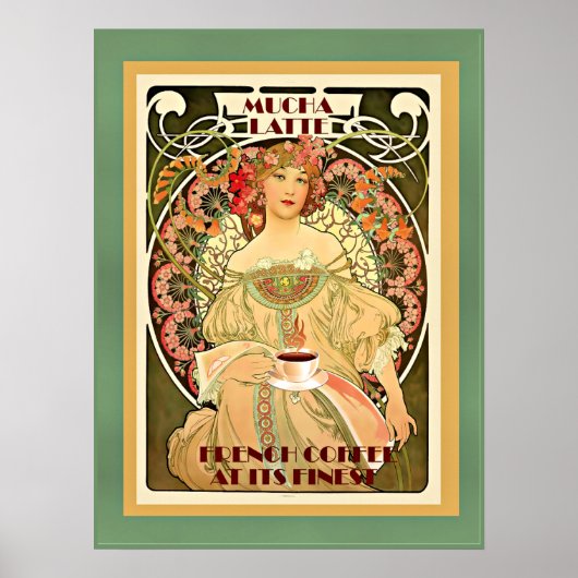 Art Deko Mucha Latte Vintage Poster (Vorne)
