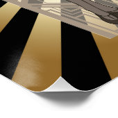 Art Deko, Muster, Streifen, Gold, Schwarz, Vintag, Poster (Ecke)